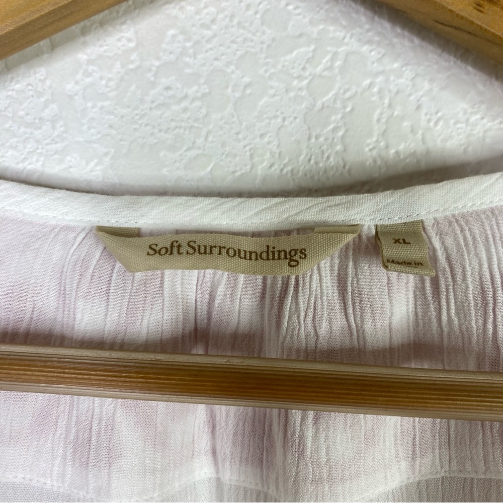 Soft Surroundings White & Pink Embroidered Blouse - Picture 4 of 5